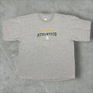 Vintage 90s Lee Sport Oakland Athletics A's Baseball Embroidered Grey TShirt 2XL